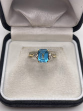 Load image into Gallery viewer, 14ct gold blue topaz and diamond ring
