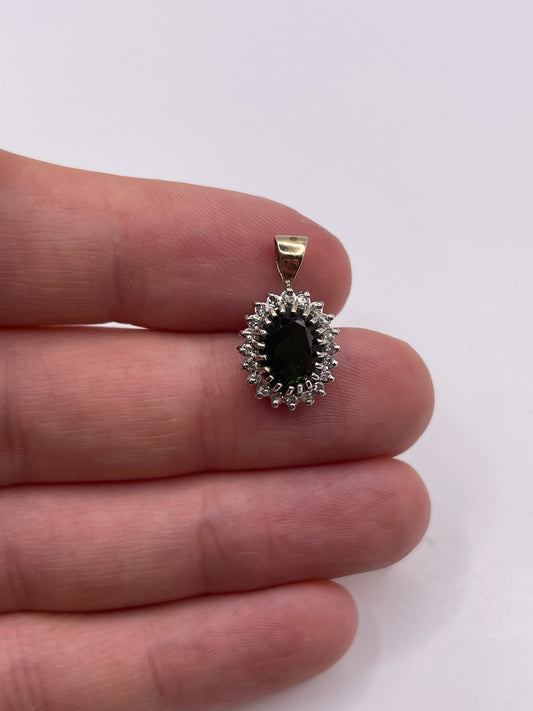 9ct gold tourmaline and diamond pendant