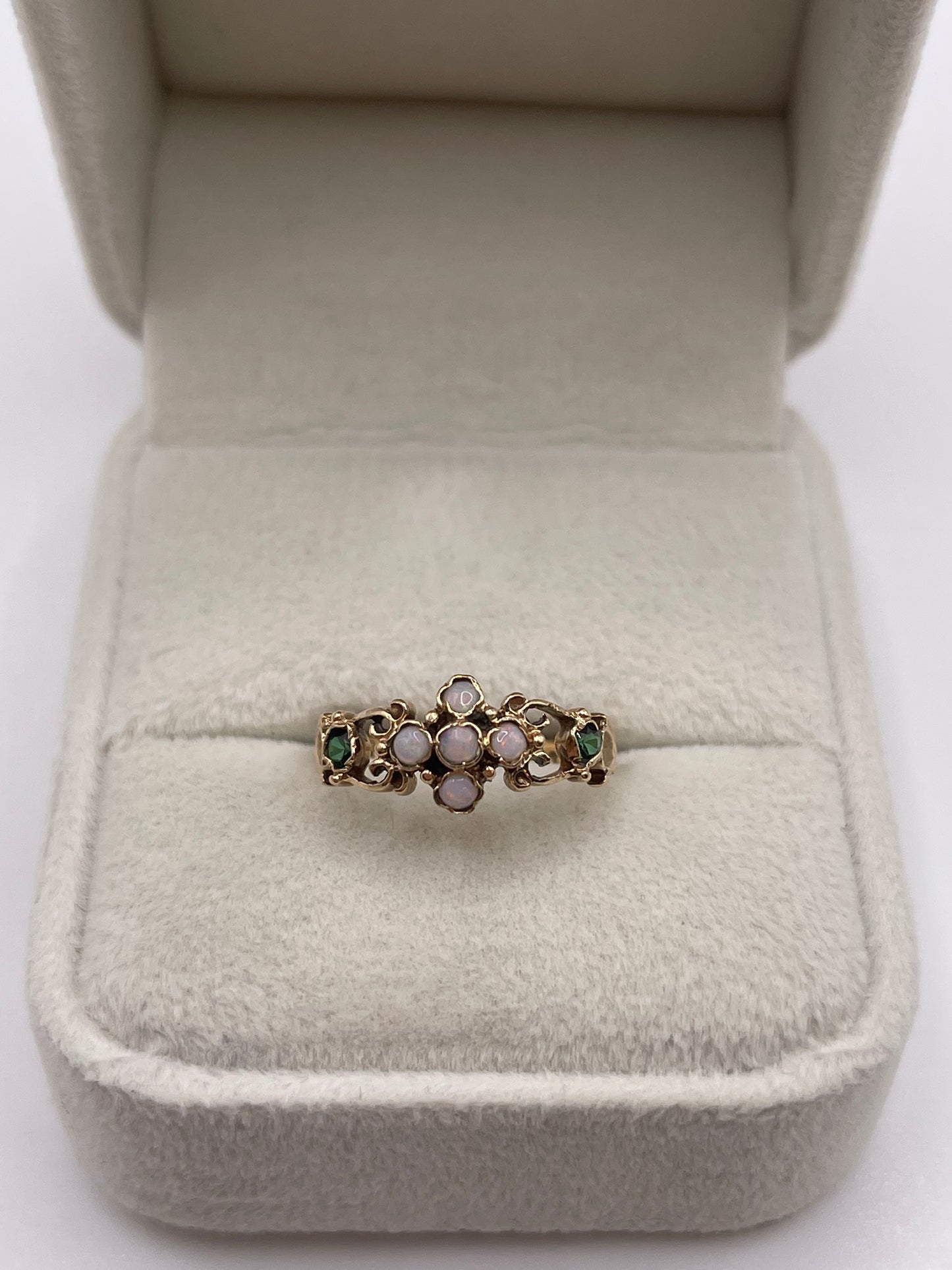 9ct gold opal and tourmaline ring