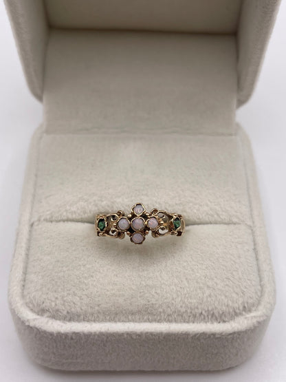 9ct gold opal and tourmaline ring