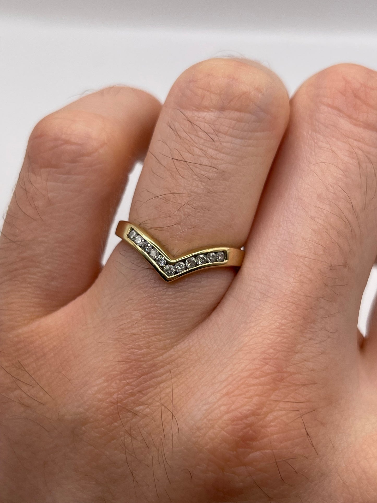 9ct gold diamond wishbone ring