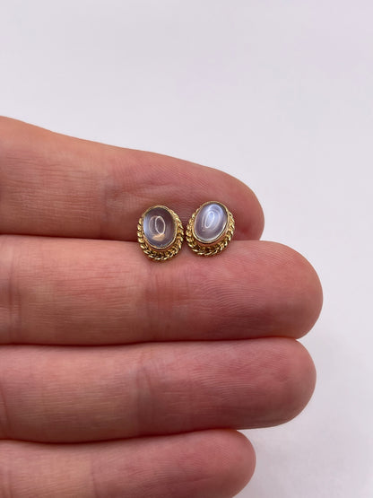 9ct gold moonstone earrings