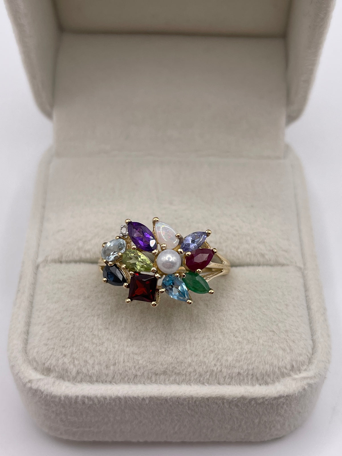 9ct gold multi gemstone ring