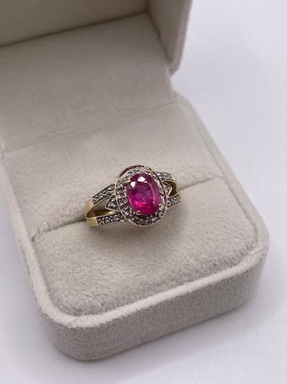 9ct gold ruby and diamond ring