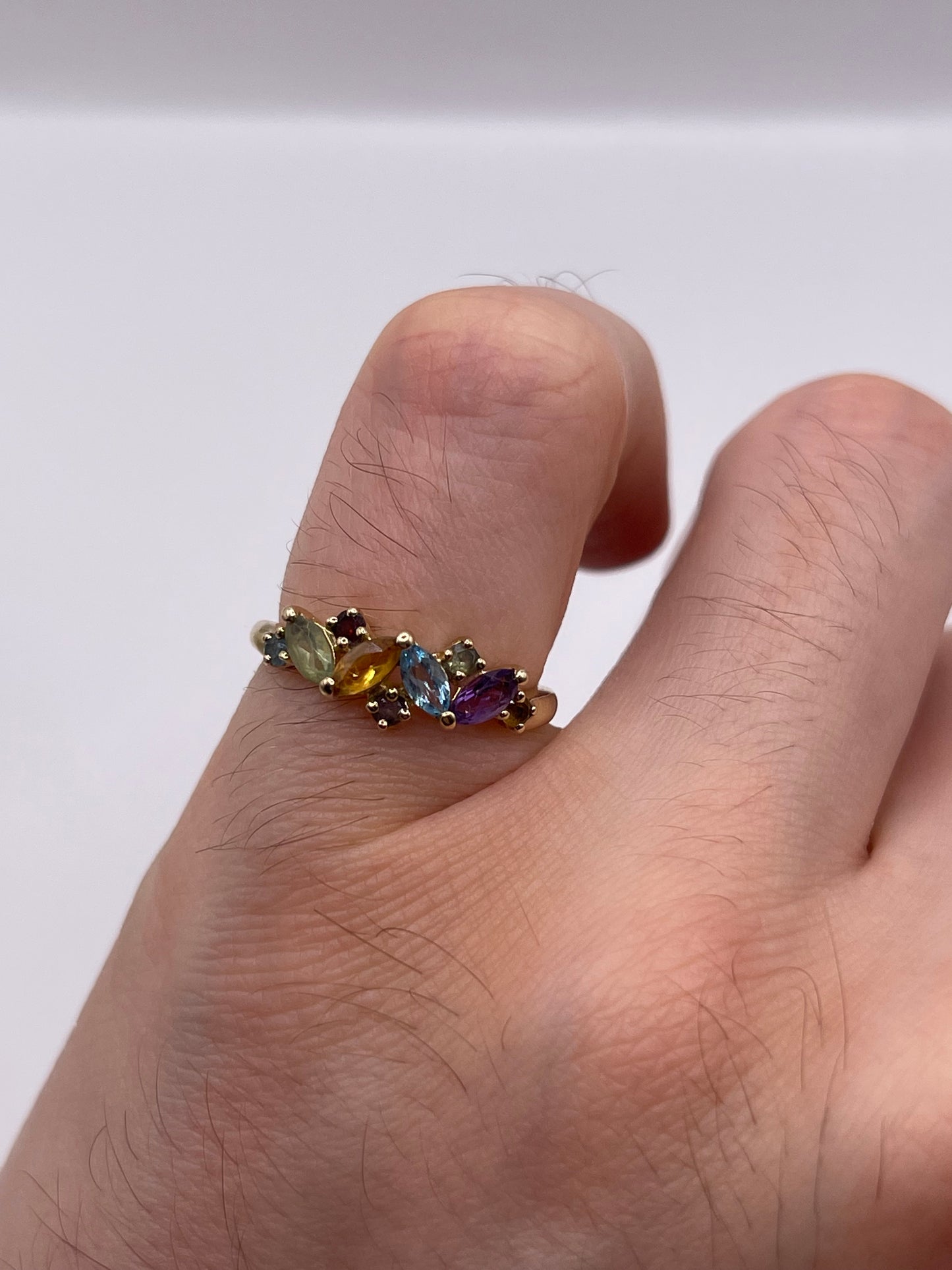 9ct gold multi gemstone ring