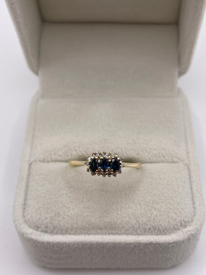 9ct gold sapphire and diamond ring