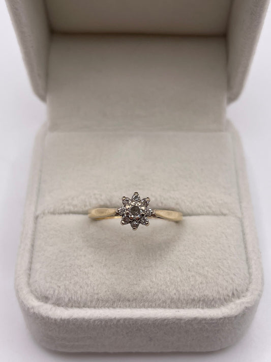 9ct gold diamond cluster ring