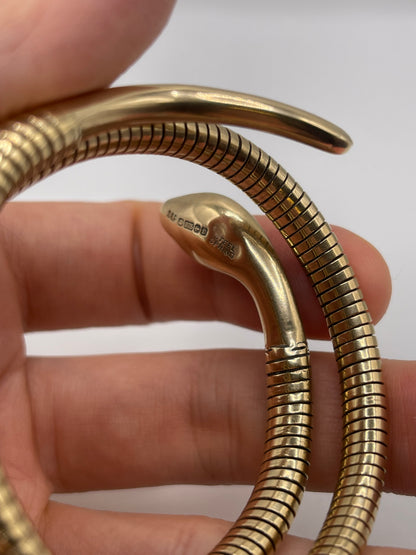 9ct gold garnet snake bangle