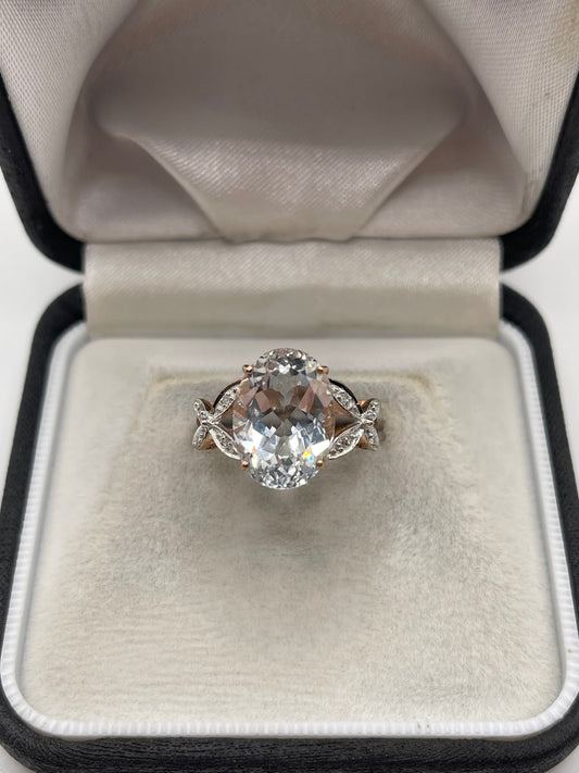 9ct rose gold topaz and diamond ring
