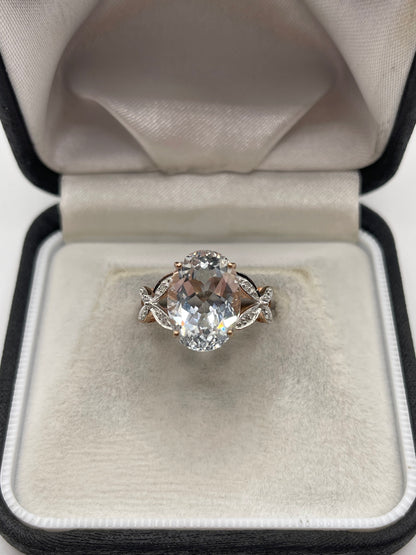 9ct rose gold topaz and diamond ring
