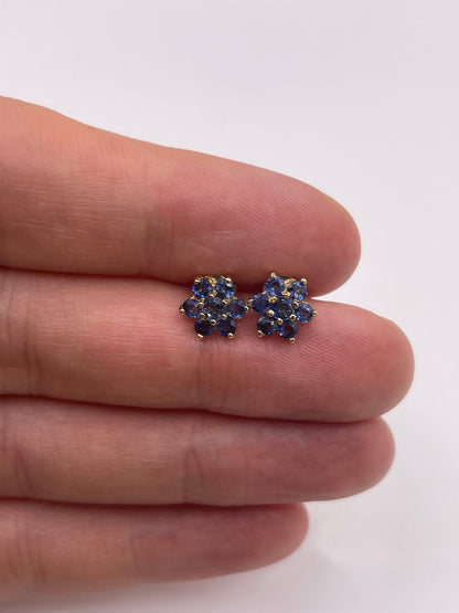 9ct gold sapphire cluster earrings