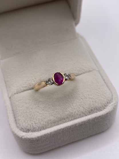 9ct gold ruby and diamond ring