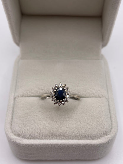 9ct white gold sapphire and diamond ring