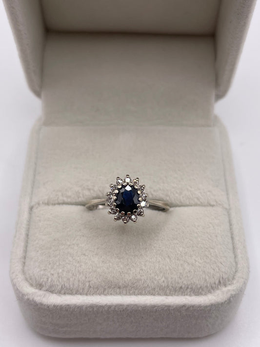 9ct white gold sapphire and diamond ring