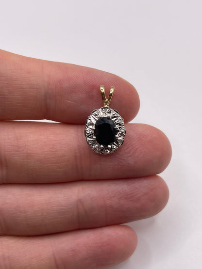 9ct gold sapphire and diamond pendant