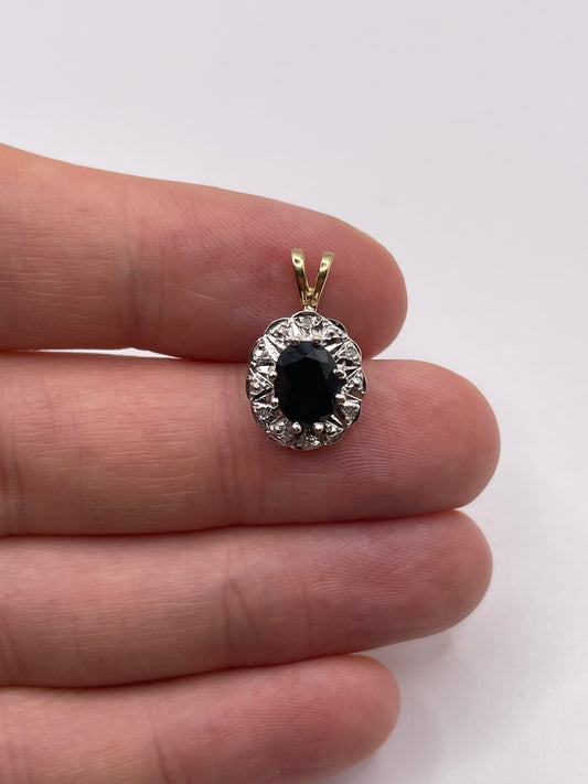 9ct gold sapphire and diamond pendant