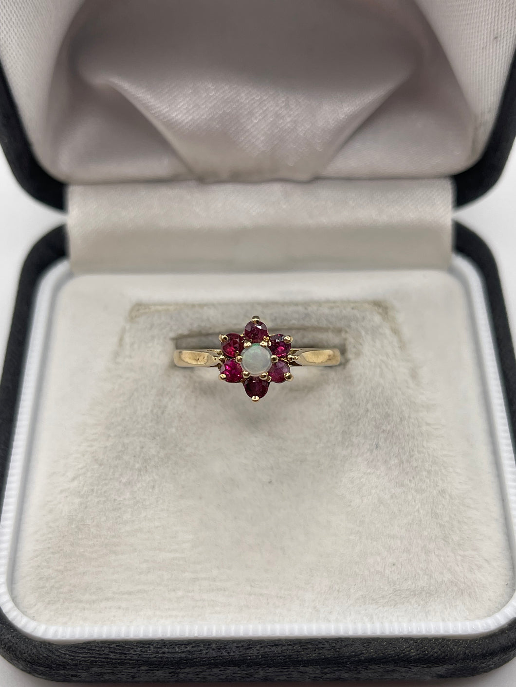 9ct gold ruby and opal ring