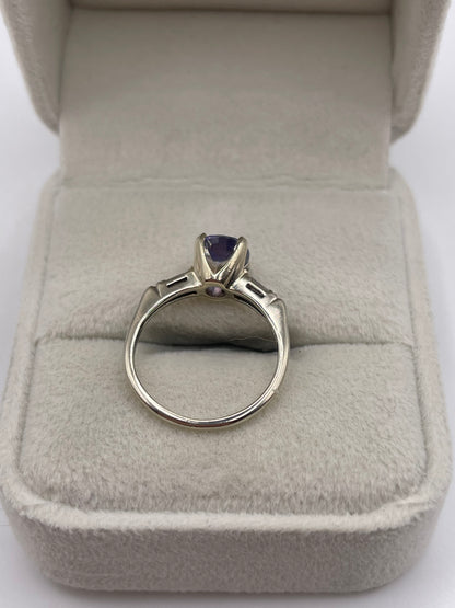 14ct white gold sapphire and diamond ring
