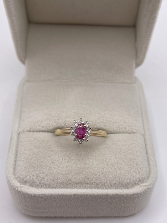 9ct gold ruby and diamond ring
