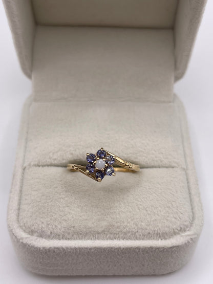 9ct gold opal and tanzanite ring