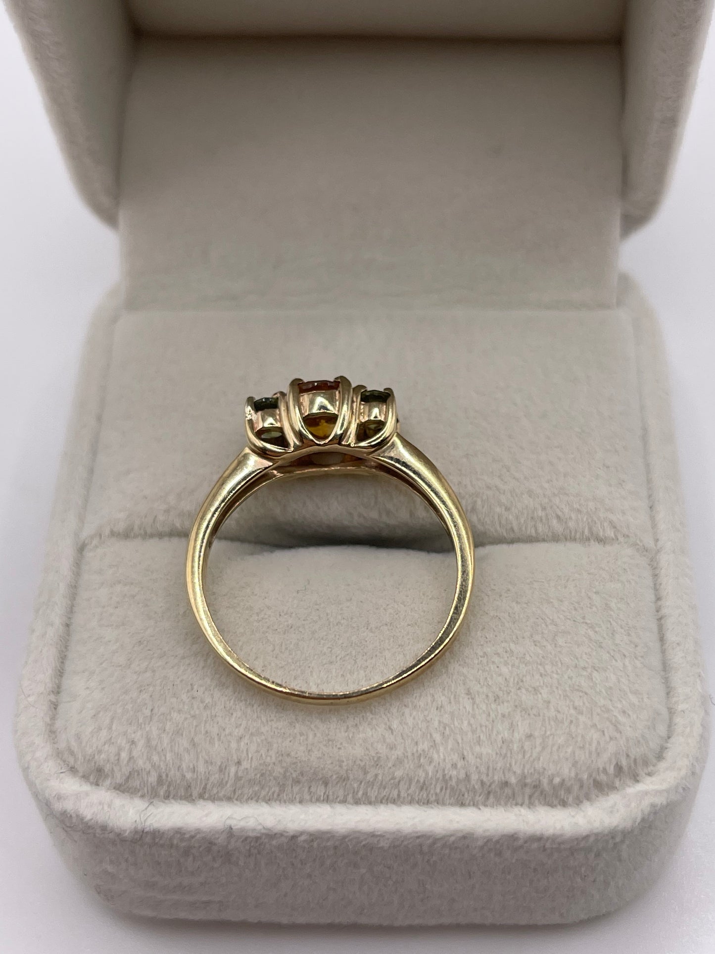 9ct gold citrine and green sapphire ring