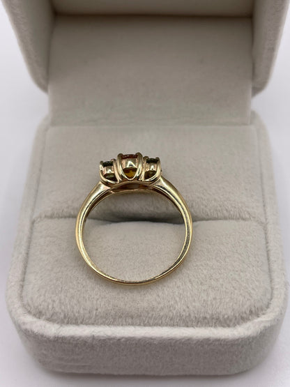 9ct gold citrine and green sapphire ring