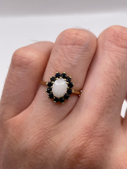 9ct gold opal and sapphire ring