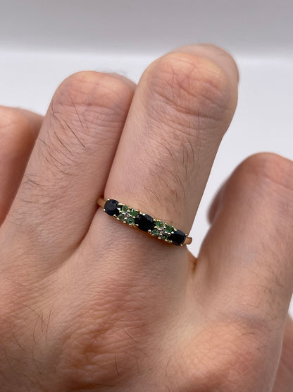9ct gold sapphire, emerald and diamond ring