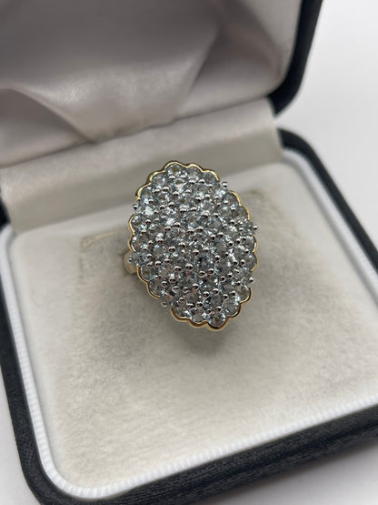 9ct gold aquamarine cluster ring