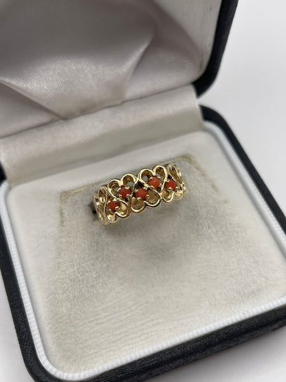 9ct gold coral ring