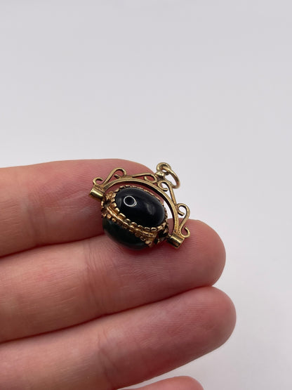 9ct gold multi gemstone spinning fob pendant