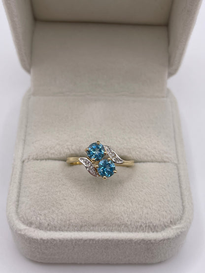 9ct gold topaz and diamond ring