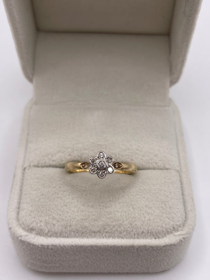 9ct gold diamond cluster ring