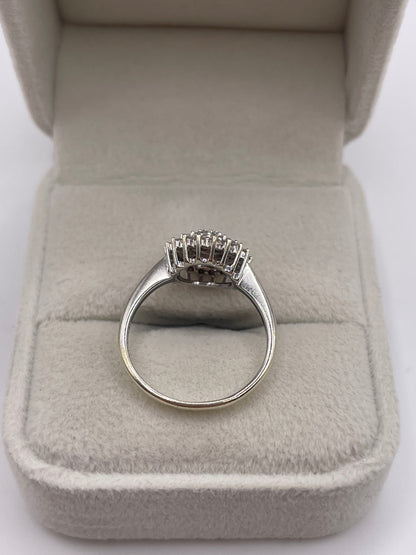 9ct white gold diamond cluster ring