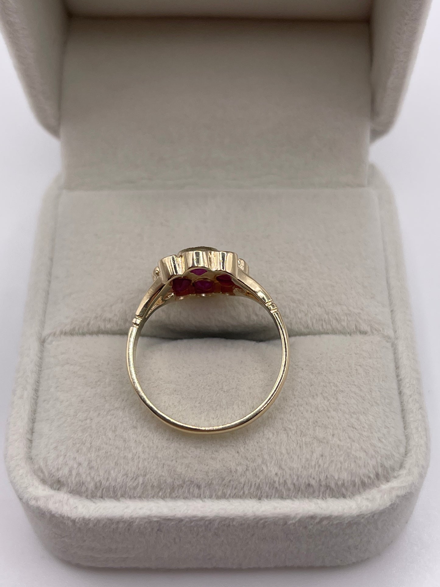 9ct gold ruby cluster ring
