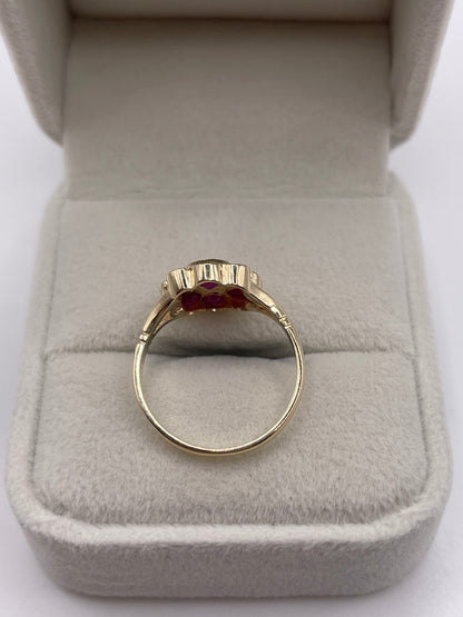9ct gold ruby cluster ring