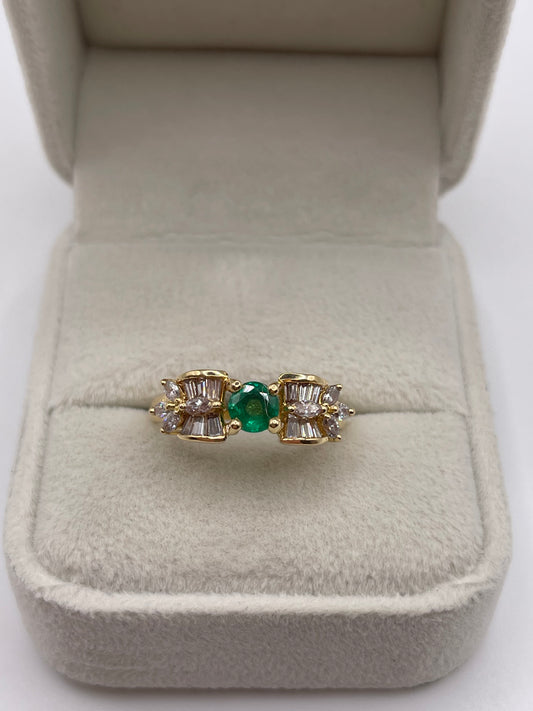 18ct gold emerald and diamond ring