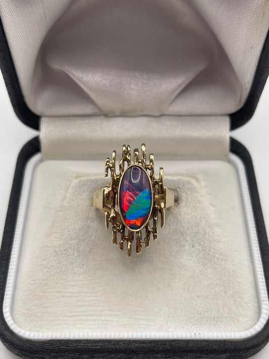 9ct gold black opal ring