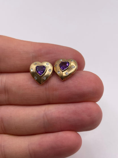 9ct gold amethyst and diamond earrings