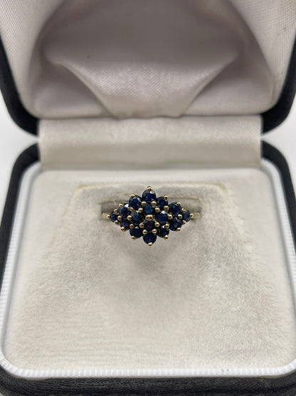 9ct gold sapphire cluster ring