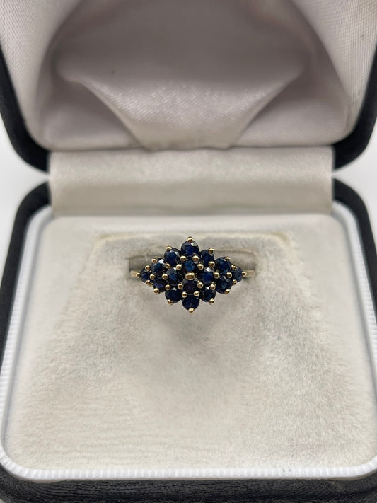 9ct gold sapphire cluster ring