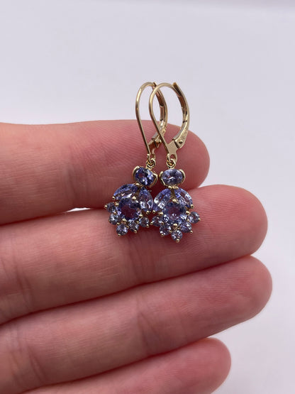 9ct gold tanzanite cluster earrings