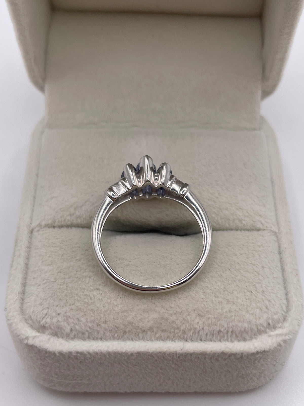 9ct white gold tanzanite and diamond ring