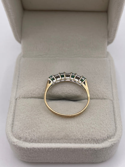 9ct gold emerald and diamond ring