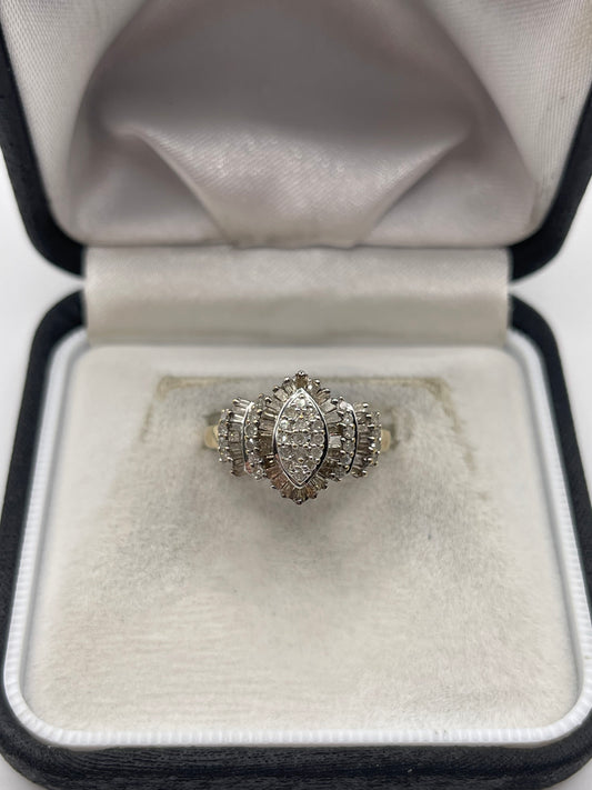 9ct gold diamond cluster ring
