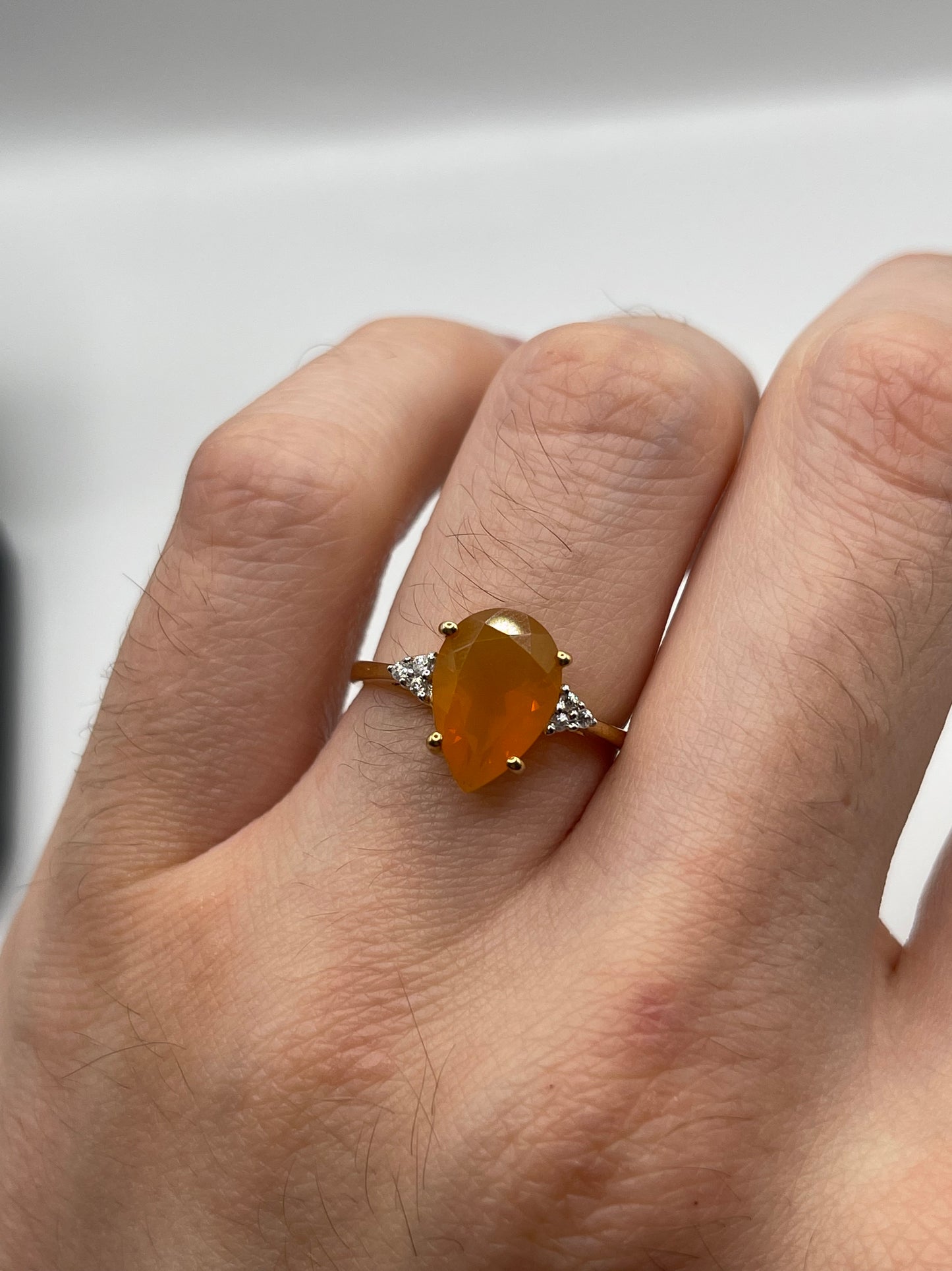 9ct gold opal and zircon ring
