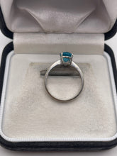 Load image into Gallery viewer, 14ct white gold blue apatite and diamond ring
