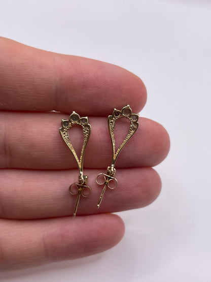 9ct gold emerald and diamond earrings