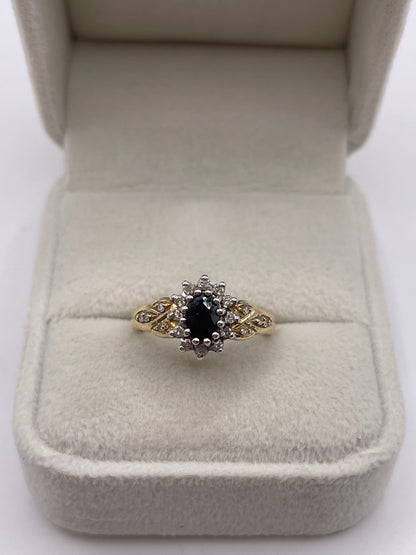 9ct gold sapphire and diamond ring