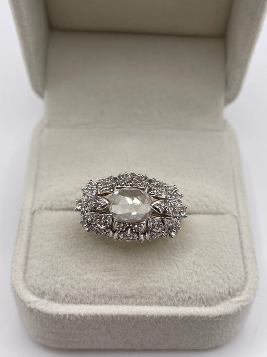9ct gold white zircon cluster ring